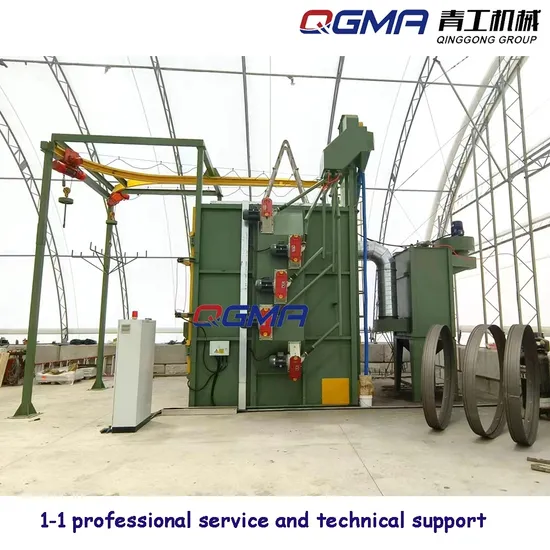 Máquina de jateamento tipo gancho para limpeza de superfícies de peças fundidas de pequeno/médio porte