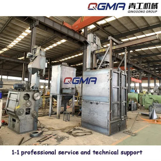 Máquina de jateamento com correia de tambor para rebarbação de pequenos componentes de aço