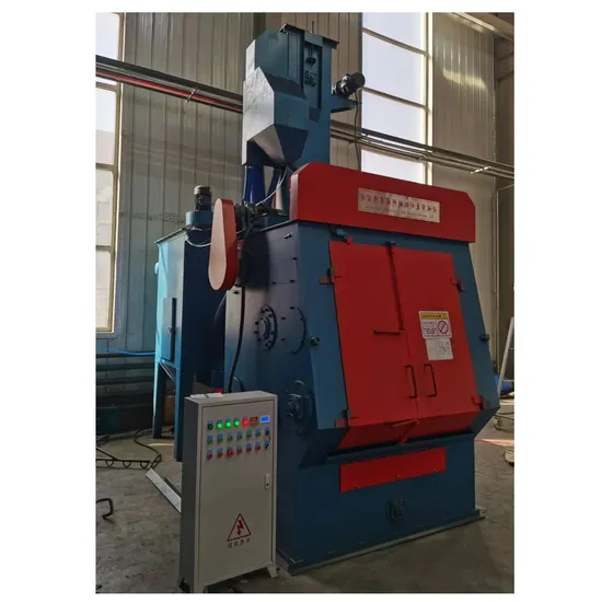 Máquina de jateamento sobre esteiras para conexões de tubos ou pequenas peças fundidas e forjadas